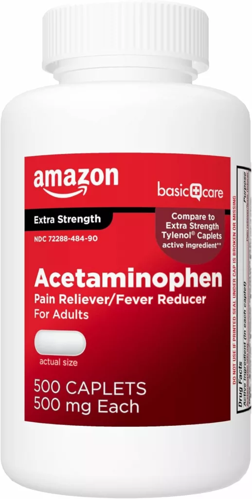 Amazon Basic Care Extra Strength Pain Relief, Acetaminophen Caplets, 500 mg, Pain Reliever/Fever Reducer, 500 Count