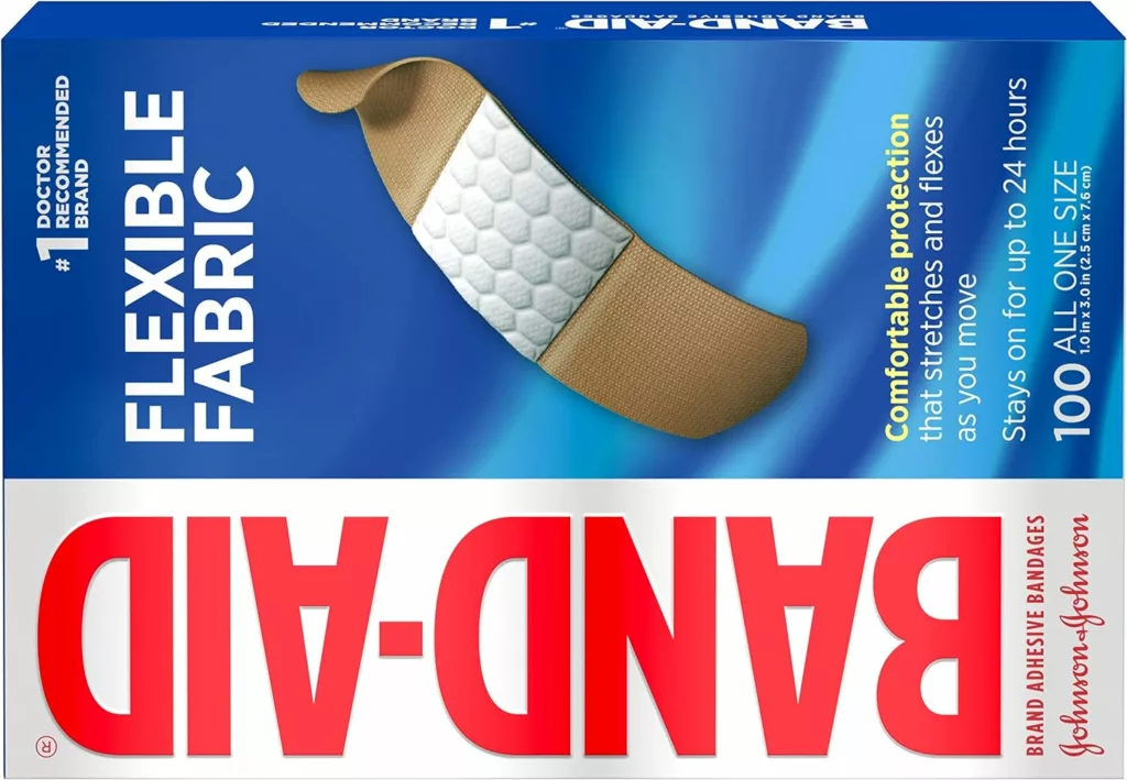 Band-Aid Brand Flexible Fabric Adhesive Bandages for Wound Care and First Aid, All One Size, 100 Count