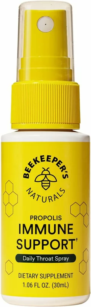 Propolis Throat Spray by Beekeepers Naturals - 95% Bee Propolis Extract, Natural Immune Support  Sore Throat Relief - Antioxidants, Keto, Paleo, Gluten-Free (1.06 oz)(Pack of 1)