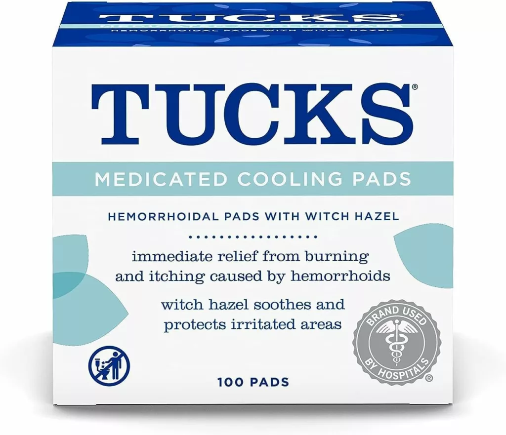 TUCKS Medicated Cooling Pads, 100 Count – Pads with Witch Hazel, Cleanses Sensitive Areas, Protects from Irritation, Hemorrhoid Treatment, Medicated Pads Used By Hospitals