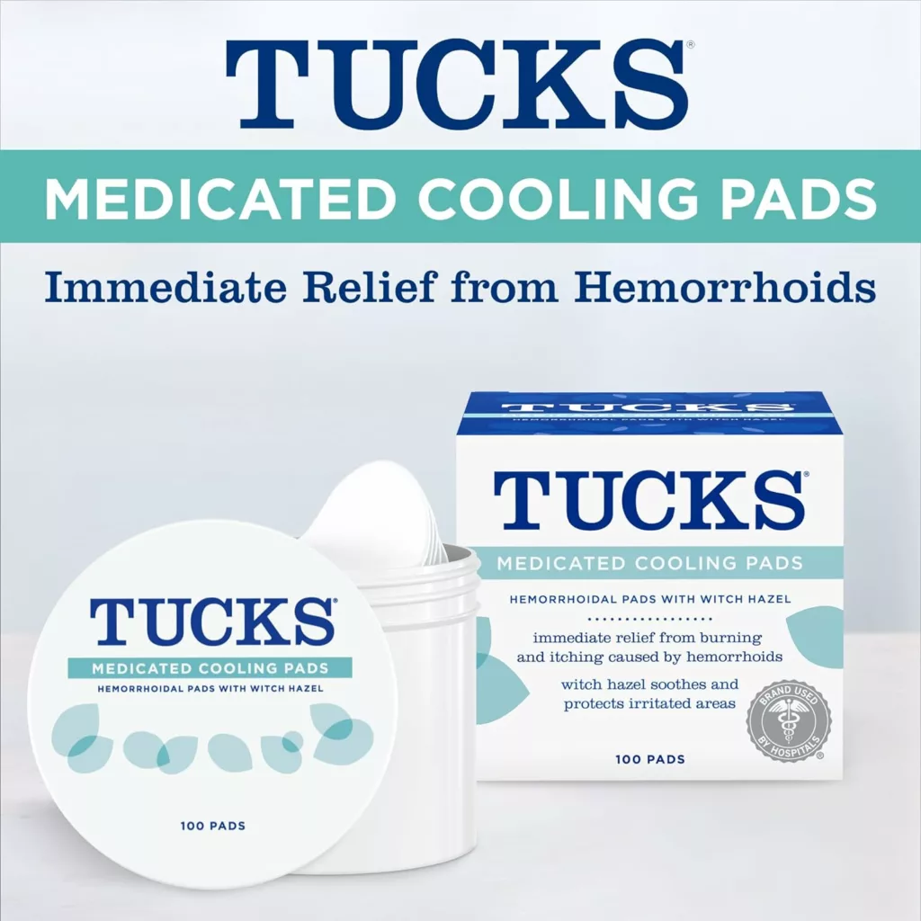 TUCKS Medicated Cooling Pads, 100 Count – Pads with Witch Hazel, Cleanses Sensitive Areas, Protects from Irritation, Hemorrhoid Treatment, Medicated Pads Used By Hospitals