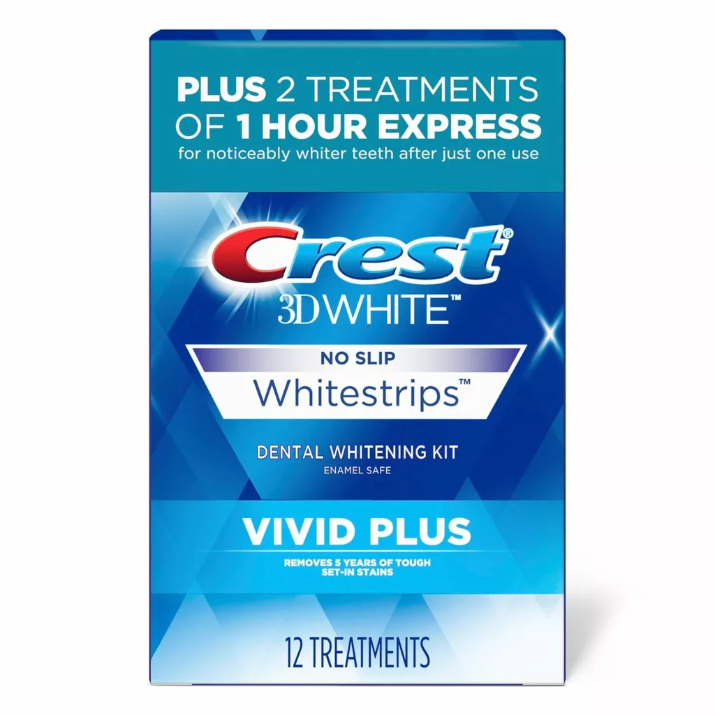 Crest 3D Whitestrips, Vivid Plus, Teeth Whitening Strip Kit, 24 Count (Pack of 1)