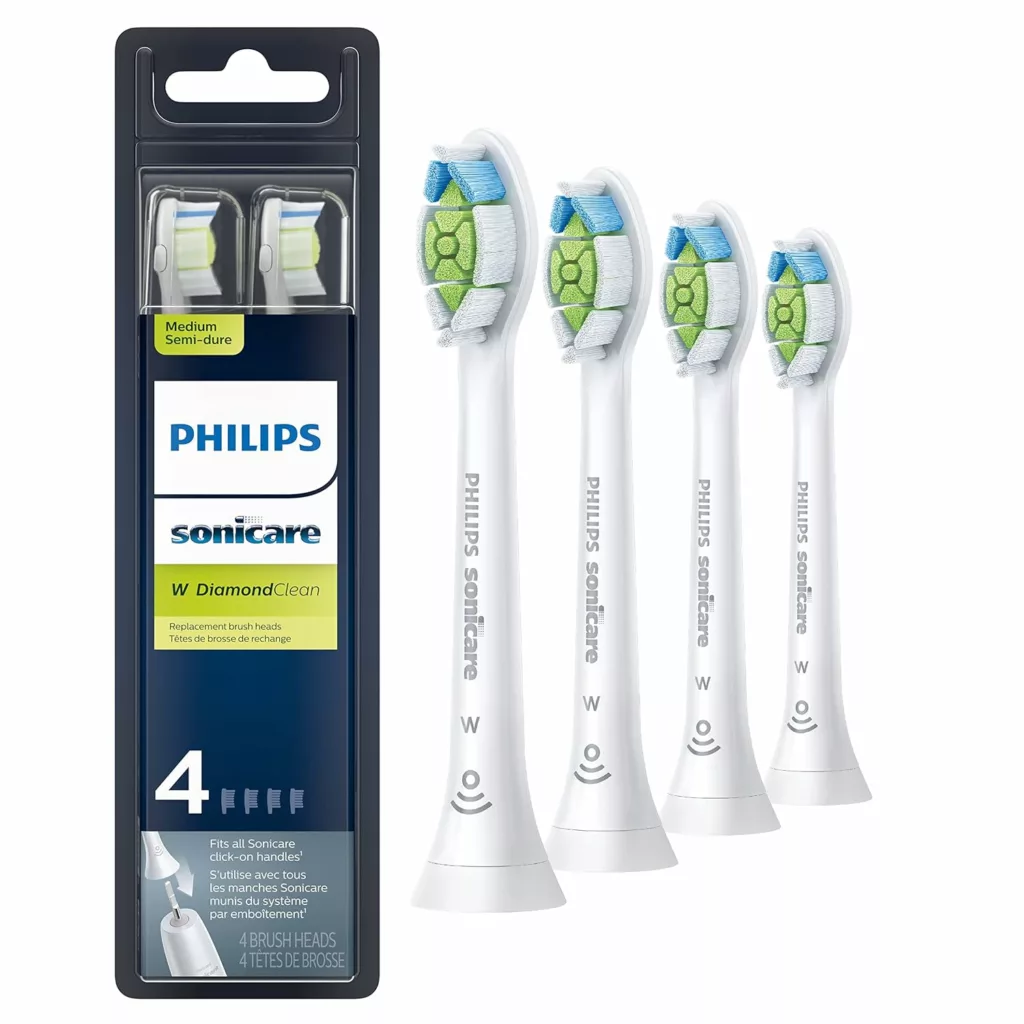 Philips Sonicare Genuine W DiamondClean Replacement Toothbrush Heads, 4 Brush Heads, White, HX6064/65