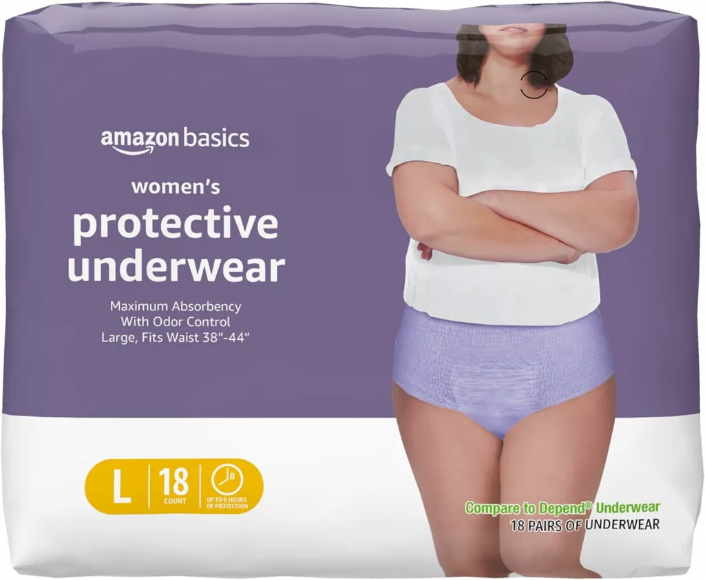 Amazon Basics Incontinence  Postpartum Underwear for Women, Maximum Absorbency, Large, 54 Count, 3 Packs of 18, Lavender (Previously Solimo)