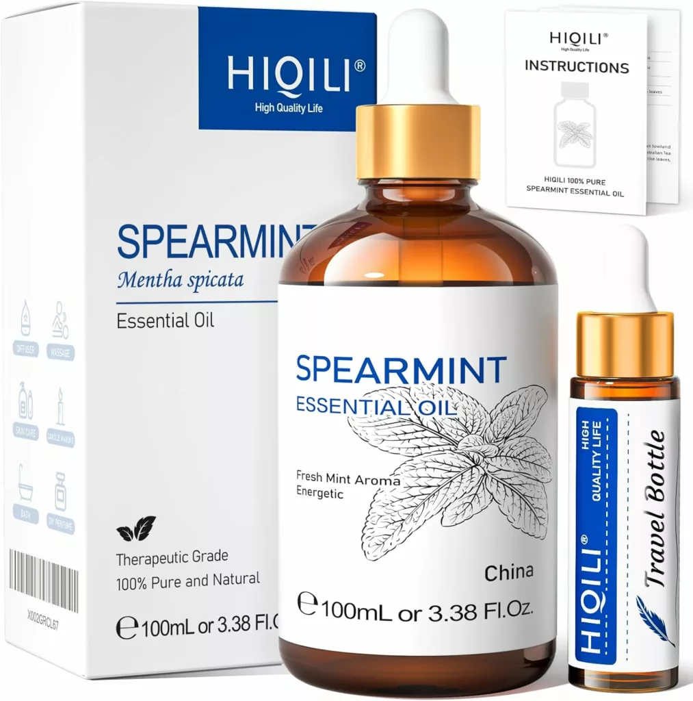 HIQILI 100ML Spearmint Essential Oil for Skin Care -100% Pure Treatment Grade - 3.38 Fl Oz.