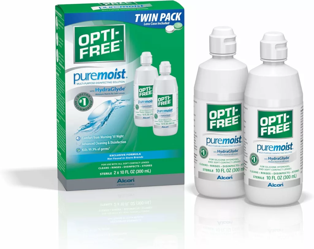 Opti-Free Puremoist Multi-Purpose Disinfecting Solution with Lens Case, 20 Fl Oz