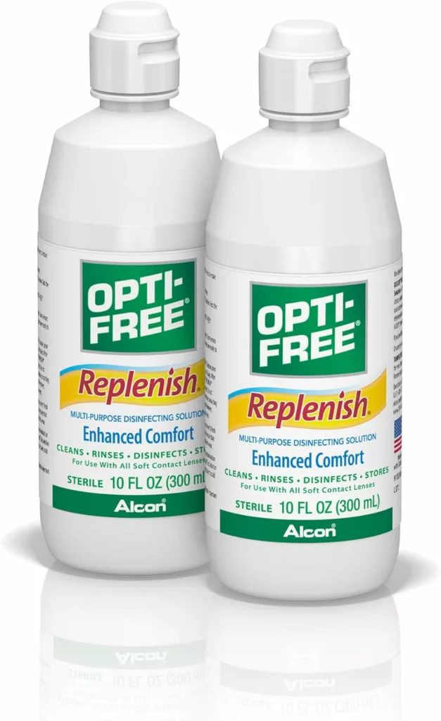 Opti-Free Replenish Multi-Purpose Disinfecting Solution with Lens Case, Twin Pack, 10-Fluid Ounces Each - 2 Count(Pack of 1)