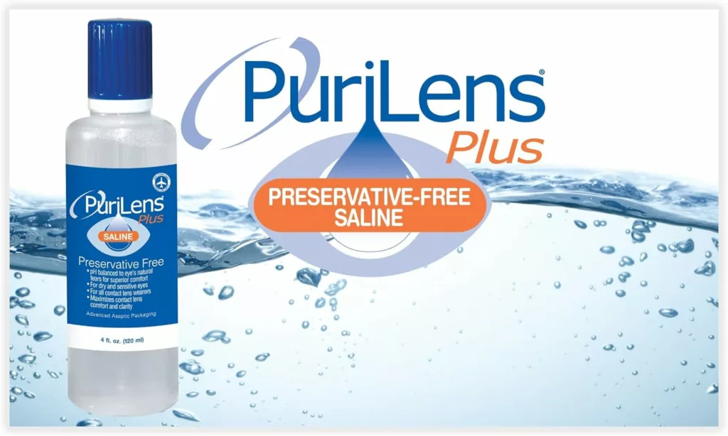 Purilens Plus Preservative Free Contact Lens Saline. 120ml (4 fl. oz.) 12 Pack