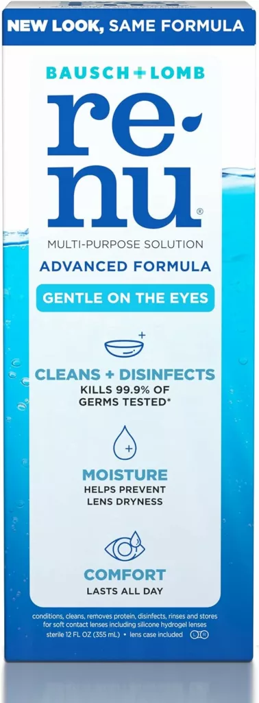 Renu Contact Lens Solution by Multi Purpose Disinfectant Advanced Formula Kills 99.9% Germs, 12 Fl Oz