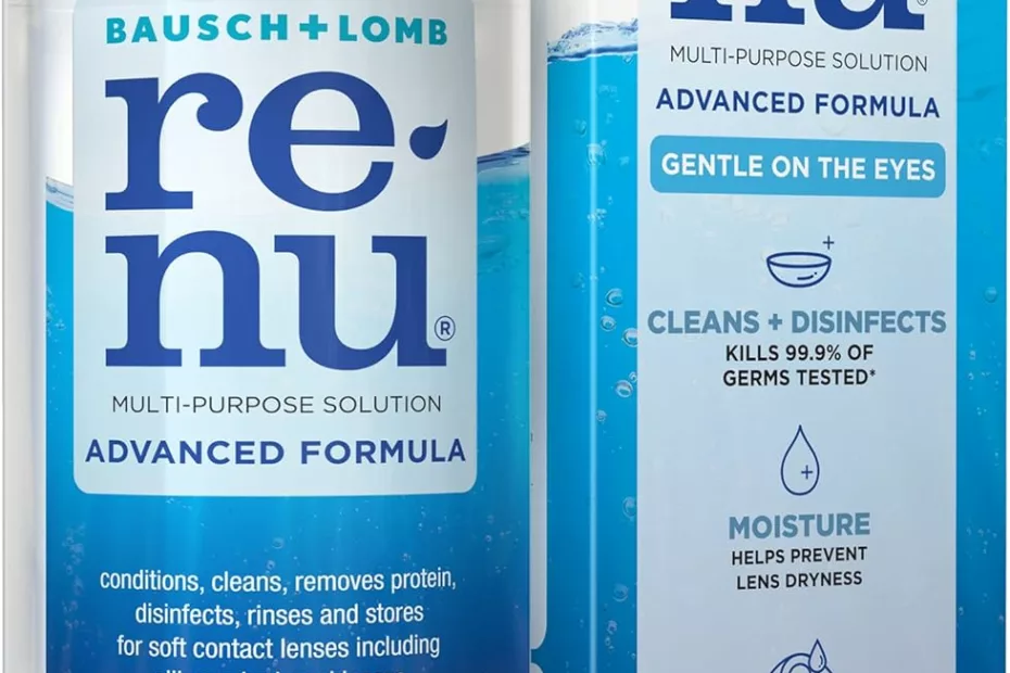 renu contact lens solution by multi purpose disinfectant advanced formula kills 999 germs 12 fl oz