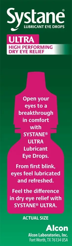 Systane Ultra Lubricant Eye Drops, Artificial Tears for Dry Eye, Twin Pack, 10-mL Each